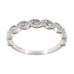 Solid Real Natural Diamond Marquise Style Daily Wear Wedding Band 14K White Gold